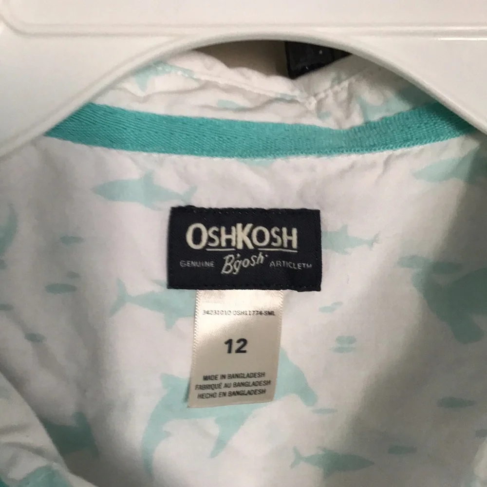 OshKosh shirt boy size 12 sharks theme like new